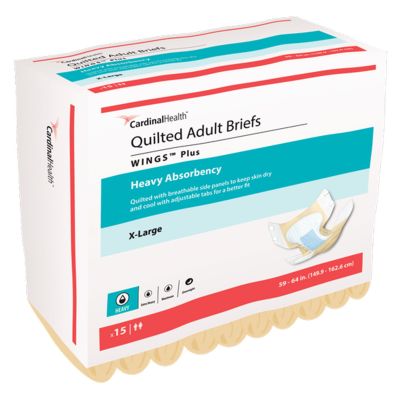 Cardinal Wings Plus Quilted Adult Diapers with Tabs, X-Large (59-64 in.), Heavy - 60 / Case