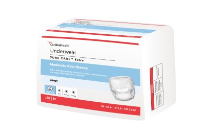 Cardinal Sure Care Extra Pull Up Underwear, Large (44 to 54 in.), Moderate Absorbency - 18 / Case