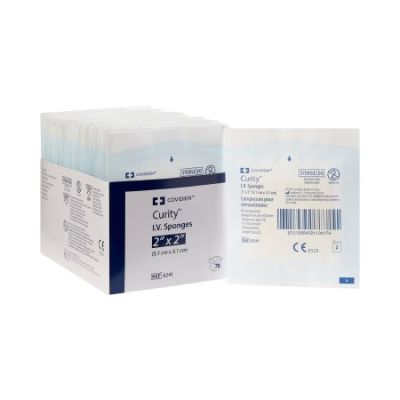 Cardinal Curity I.V. / Drain Split Sponge, 2" x 2", Sterile - 700 / Case