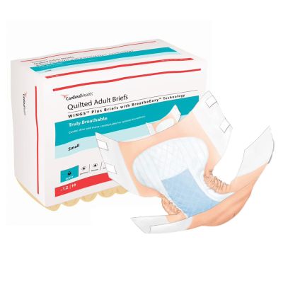 Cardinal Quilted Wings Plus Adult Diapers with Tabs, Small (20 to 31 in.), Heavy - 96 / Case