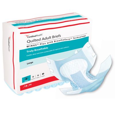 Cardinal Quilted Wings Plus Adult Diapers with Tabs, Large (45 to 58 in.), Heavy - 72 / Case