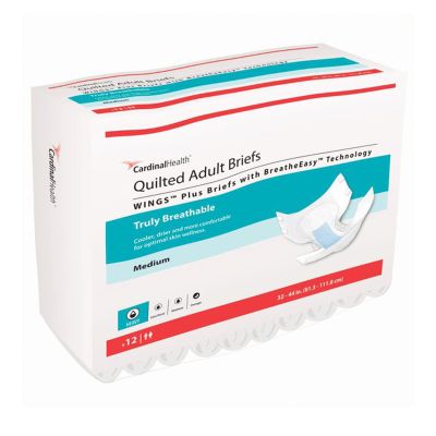 Cardinal Quilted Wings Plus Adult Diapers with Tabs, Medium (32 to 44 in.), Heavy - 96 / Case