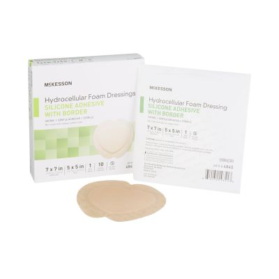 McKesson Sacral Silicone Foam Dressing with Border, 7" x 7", Sterile - 200 / Case