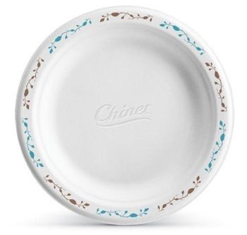 Huhtamaki Chinet 22515 Vines 6" Paper Plates, Molded Fiber, White with Rim Design - 1000 / Case