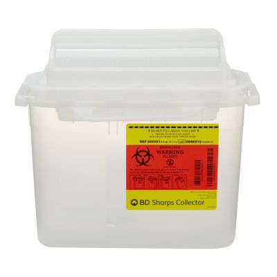 BD Sharps Collector Container, 12" H x 12" W x 4-4/5" D, 5.4 Quart - 20 / Case