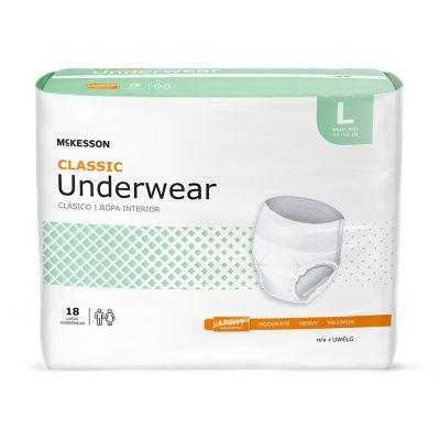 McKesson Classic Pull Up Underwear, Large (44-58 in.), Light - 18 / Case