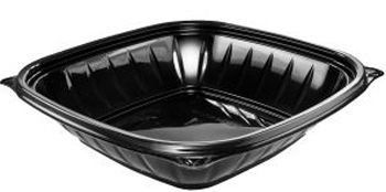Dart B32SB PresentaBowls Pro 32 oz Plastic Square Bowls, Polypropylene, Black - 252 / Case