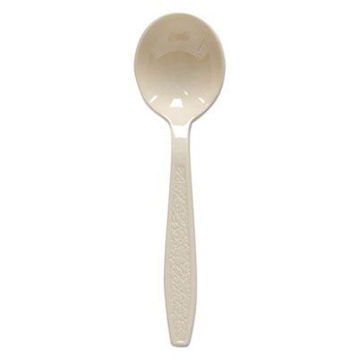 Solo GD8SS-0019 Guildware Plastic Soup Spoons, Heavy Duty Polystyrene, Beige - 1000 / Case