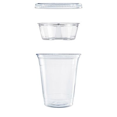 Dart PF35C1CP Grab 'n' Go 12 oz Plastic Cups with 3.5 oz Insert Kits, Clear - 500 / Case