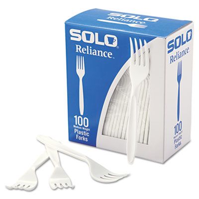 Solo RSWFX-0007 Reliance Plastic Forks, Mediumweight Polystyrene, White - 1000 / Case