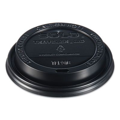 Solo TLB316-0004 Traveler Lid for select* Solo 10 oz Squat, 12 oz, 16 oz, 20 oz, 24 oz Hot Cups, Black - 1000 / Case