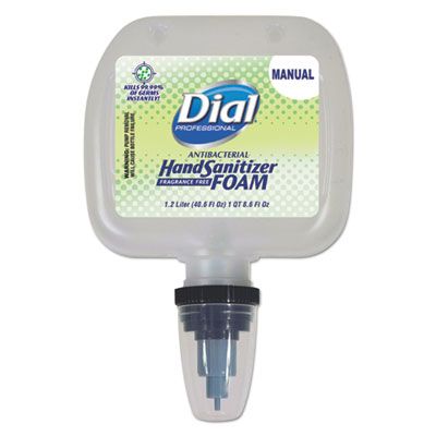 Dial 05085 Professional Antibacterial Foaming Hand Sanitizer, Fragrance Free, 1.2 Liter Refill - 3 / Case