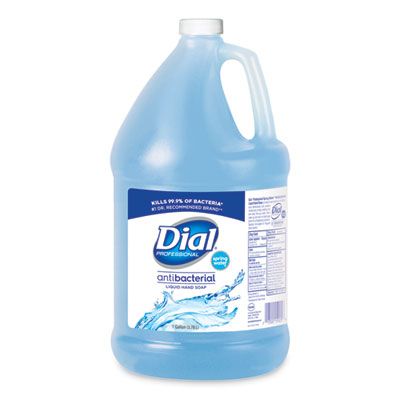 Dial 15926 Antibacterial Liquid Hand Soap, Spring Water Scent, 1 Gallon Bottle, Blue - 4 / Case