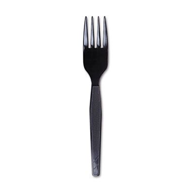 Dixie FM517 Plastic Forks, Heavy Mediumweight Polystyrene, Black - 1000 / Case