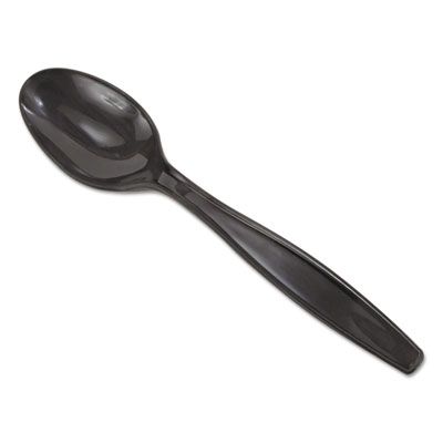 Dixie PTH53C Wrapped Plastic Teaspoons, Heavyweight Polystyrene, Black - 1000 / Case