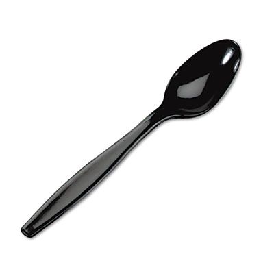 Dixie TH517 Plastic Teaspoons, Heavyweight Polystyrene, Black - 1000 / Case
