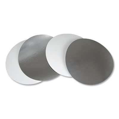 Durable Pkg L280500 Flat Board Lids for 8" Round Foil Containers, Silver - 500 / Case