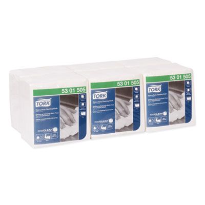 Essity 5301505 Tork Heavy-Duty Cleaning Cloths, 12.6" x 13", White - 300 / Case