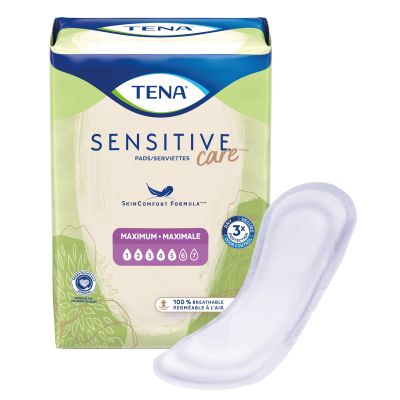TENA Sensitive Care Bladder Control Pads, 13", Maximum Absorbency - 168 / Case