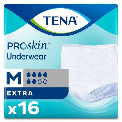 TENA ProSkin Fully Breathable Absorbent Underwear, Medium (34-44 in.), Extra - 64 / Case