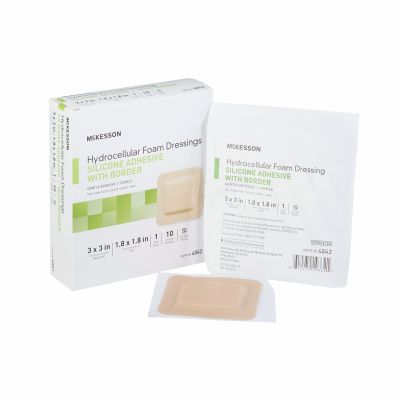 McKesson Hydrocellular Foam Dressings Silicone Adhesive with Border, 3" x 3", Sterile - 10 / Case
