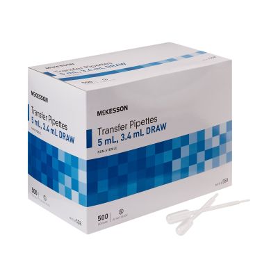 McKesson 558 Transfer Pipette, 5 mL, 3.4 mL Draw Volume - 500 / Case