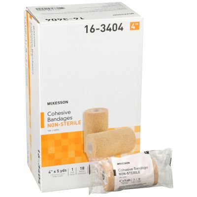 McKesson Cohesive Bandages, 4" x 5 Yards, Tan - 18 / Case