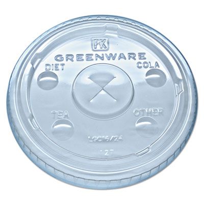 Fabri-Kal LGC16/24 Lids for 16 oz, 18 oz, 24 oz Greenware Cold Cups, Clear - 1000 / Case