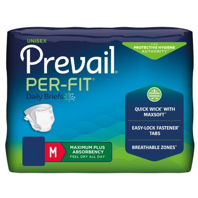 Prevail Per-Fit Adult Diapers with Tabs, Medium (32-44 in.), Maximum Plus - 20 / Case