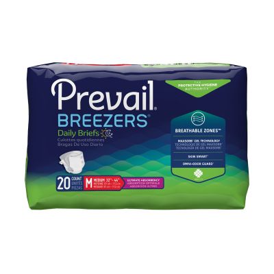 Prevail Breezers Adult Diapers with Tabs, Medium (32-44 in.), Ultimate - 20 / Case