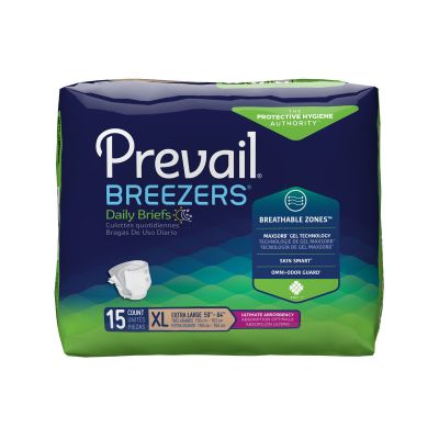 Prevail Breezers Adult Diapers with Tabs, X-Large (59-64 in.), Ultimate - 15 / Case
