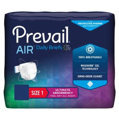 Prevail Air Adult Diapers with Tabs, Size 1 / Medium (26-48 in.), Ultimate - 80 / Case