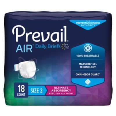 Prevail Air Adult Diapers with Tabs, Size 2 / Large (45-62 in.), Ultimate - 72 / Case