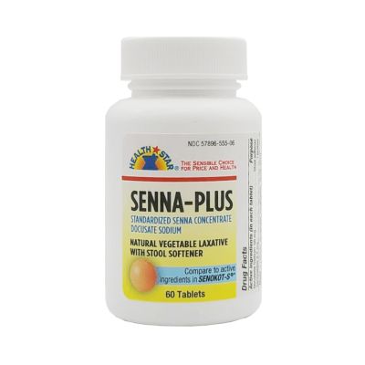 Health Star Senna-Plus Natural Vegetable Laxative + Stool Softener Tablet - 720 / Case