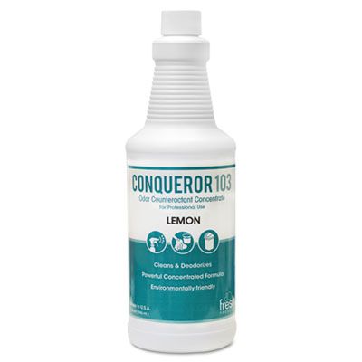 Fresh Products 1232WBLE Conqueror 103 Odor Counteractant Concentrate, Lemon, 32 oz Bottle - 12 / Case