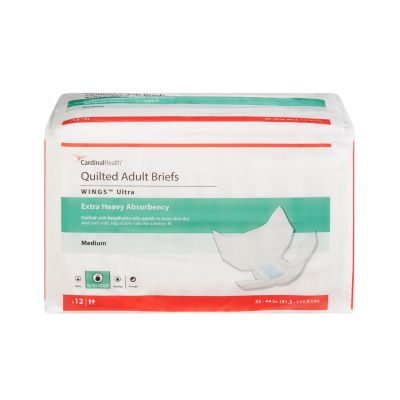 Cardinal Wings Ultra Quilted Adult Diapers with Tabs, Medium (32 to 44 in.), Extra - 12 / Case