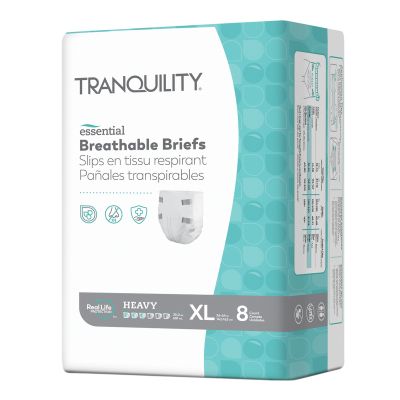 Tranquility Essential Breathable Briefs Adult Diapers with Tabs, X-Large (56 to 64 in.), Heavy - 64 / Case