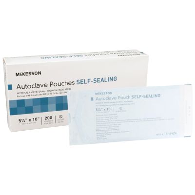 McKesson Autoclave Pouches, Self-Sealing, 5.25" x 10" - 2000 / Case