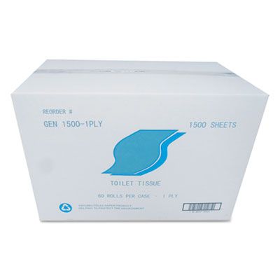 GEN 15001PLY Toilet Paper, 1 Ply, 1500 Sheets / Standard Roll - 60 / Case