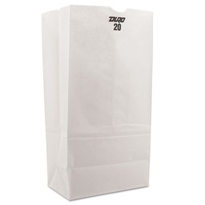 General GW20500 20 lb Paper Grocery Bags, 40#, 8-1/4" x 5-5/16" x 16-1/8", White - 500 / Case