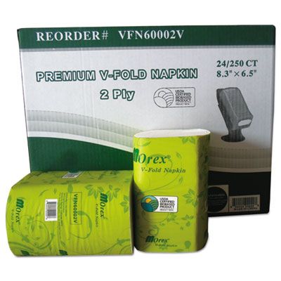 General VFN60002V Premium V-Fold Pop-Up Dispenser Napkin, Sugarcane Pulp, White - 6000 / Case