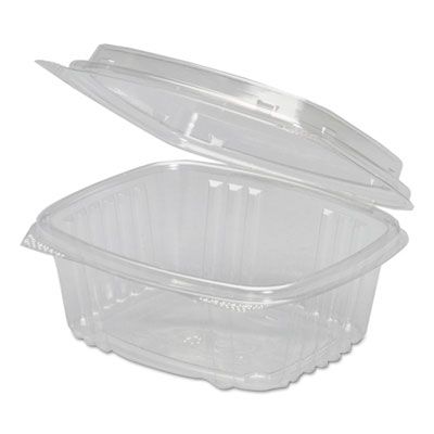 Genpak AD12 12 oz Plastic Hinged Container, 5-3/8" x 4-1/2" x 2-1/2", Clear - 200 / Case