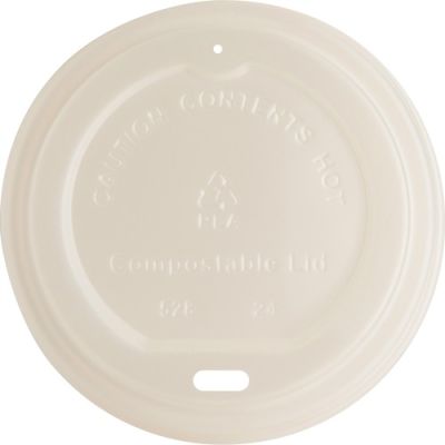 Genuine Joe 10212 Lids for Genuine Joe 10-16 oz Compostable Paper Hot Cups, Plastic, White - 1000 / Case