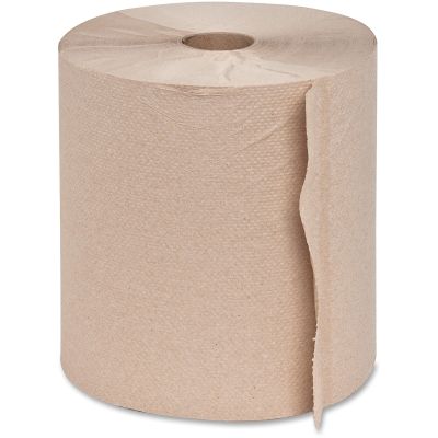 Genuine Joe 22600 Hardwound Roll Paper Hand Towels, Recycled, 7-7/8" x 800', Brown - 6 / Case