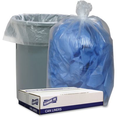 Genuine Joe 29132 Trash Can Liners / Garbage Bags, 1.4 Mil, 43" x 47", Clear - 100 / Case