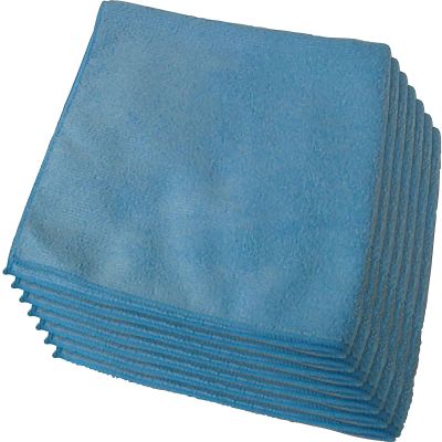Genuine Joe 39506 Microfiber Glass Cleaning Cloths, 16" x 16", Blue - 180 / Case