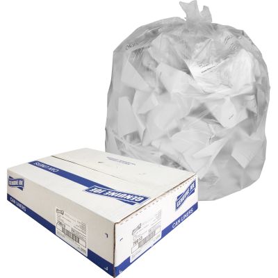 Genuine Joe 70013 40-45 Gallon Trash Can Liners / Garbage Bags, 10 Mic, 40" x 46", Translucent - 250 / Case
