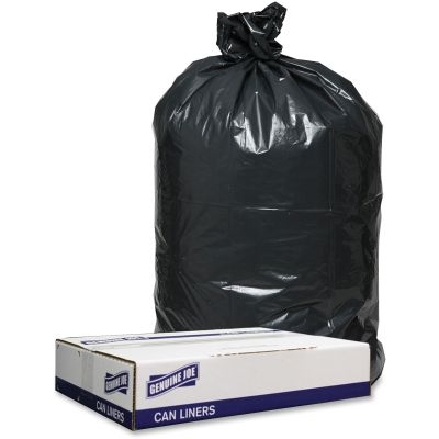Genuine Joe 98209 60 Gallon Trash Can Liners / Garbage Bags, 1.2 Mil, 38" x 58", Black - 100 / Case