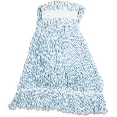 Genuine Joe MBW1B Floor Finish Mop Heads, Hygrade Rayon, 21 oz, Blue / White - 12 / Case
