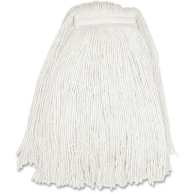 Genuine Joe N24RAY 4 Ply Rayon Mop Heads, 20 oz, 1" Headband, White/Natural - 12 / Case